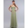 Zipper Sage Sleeveless Bateau Column Sheath Chiffon Floor-length Empire Ruffles/Tiered Bridesmaid Dress