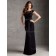 Lace Cap Sleeve Black Bateau Belt Column Sheath Natural Floor-length Zipper Bridesmaid Dress