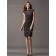 Column Sheath High Neck Cap Sleeve Lace Knee-length Zipper Natural Applique/Sash Black Bridesmaid Dress