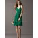 Knee-length Ruffles Dark Green Empire Zipper Halter Chiffon A-line Sleeveless Bridesmaid Dress