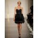 Sweetheart Zipper Short-length Tiered Organza Natural Sleeveless A-line Black Bridesmaid Dress