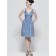 Zipper Ruffles/Bow A-line Taffeta Knee-length Sleeveless Blue Empire V-neck Bridesmaid Dress