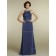 Backless Column Sheath Sleeveless Chiffon Floor-length Natural Tiered/Sash High Neck Blue Bridesmaid Dress