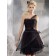 Knee-length Organza/Taffeta Natural Tiered Sleeveless Zipper Bateau A-line Black Bridesmaid Dress