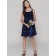 Zipper Knee-length Dark Navy Sleeveless A-line Ruffles Bateau Empire Chiffon Bridesmaid Dress