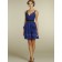 Satin Zipper Sleeveless Royal Blue A-line Empire V-neck Short-length Ruffles Bridesmaid Dress