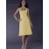 A-line Daffodil Satin Sash Zipper Bateau Empire Sleeveless Knee-length Bridesmaid Dress