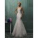 Bateau Organza Mermaid Sweep Sleeveless Ivory Applique Wedding Dress