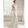 Ivory Sweep Lace Sleeveless Applique / Beading Mermaid V-neck Wedding Dress