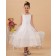 White Ankle Length A line Sleeveless Applique Zipper Bateau Chiffon/Organza Flower Girl Dress