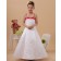 Spaghetti Straps Satin Zipper White/Red Sleeveless A line Floor length Embroidery Flower Girl Dress