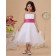 Square Sleeveless Ruffle/Belt Zipper A line Organza White Tea Length Flower Girl Dress