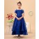 Blue A line Floor length Zipper Organza Spaghetti Straps Applique/Beading Sleeveless Flower Girl Dress