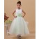 Bow White/Green A line Floor length Scoop Sleeveless Taffeta/Organza Zipper Flower Girl Dress