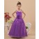 Taffeta Purple Ruffles/Beading/Hand Made Flower Zipper A line Floor length Sleeveless Spaghetti Straps Flower Girl Dress