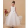 Ivory Scoop Sleeveless Ankle Length A line Organza Bow Zipper Hand Made Flower/ Flower Girl Dress