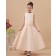 Champagne Satin Sleeveless Scoop A line Ankle Length Hand Made Flower Zipper Flower Girl Dress