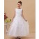 Zipper Satin/Tulle Scoop A line White Sleeveless Belt/Hand Made Flower Floor length Flower Girl Dress