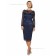 Dark Navy Column / Sheath Knee-length Lace Bateau Backless Natural Long-Sleeve Lace Mother of the Bride Dress