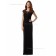 Black Bateau Draped Floor-length Chiffon Natural Column / Sheath Zipper Cap Sleeve Mother of the Bride Dress