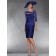 Royal Blue Satin Natural Column / Sheath Half-Sleeve Applique Zipper Sweetheart Knee-length Mother of the Bride Dress