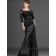 Black Satin Zipper Empire Bateau Ruffles Half-Sleeve Mermaid Floor-length Mother of the Bride Dress