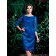 Royal Blue Knee-length Applique Natural Column / Sheath Half-Sleeve Satin Zipper Bateau Mother of the Bride Dress