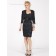 Black Column / Sheath Zipper Satin Sweetheart Knee-length Half-Sleeve Empire Sequin Mother of the Bride Dress