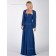 Blue Chiffon Long-Sleeve A-line Beading Natural Floor-length Backless Mother of the Bride Dress