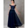 Ink Blue Chiffon Floor-length Beading Cap Sleeve Bateau Natural Zipper A-line Mother of the Bride Dress