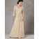 Champagne Chiffon Sleeve Long A-line Zipper Floor-length V-neck Lace Empire Mother of the Bride Dress