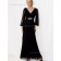 Black Mermaid Chiffon Sleeve Long Floor-length V-neck Backless Empire Beading Mother of the Bride Dress