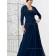 Ink Blue Sleeve Beading Chiffon A-line Zipper Natural Sweetheart Floor-length Long Mother of the Bride Dress