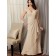 Champagne V-neck Natural Zipper Lace A-line Floor-length Chiffon Cap Sleeve Mother of the Bride Dress