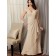 Champagne V-neck Natural Zipper Lace A-line Floor-length Chiffon Cap Sleeve Mother of the Bride Dress