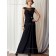 Black A-line Cap Sleeve Zipper Beading Chiffon Floor-length Bateau Natural Mother of the Bride Dress