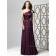 Natural Sleeveless A-line Sash-Ruched-Ruffles Chiffon One-Shoulder Floor-length Grape Bridesmaid Dress