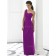 Chiffon Sleeveless Dropped Purple Ruched Floor-length One-Shoulder Column-Sheath Zipper-Back Bridesmaid Dress