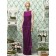 Natural Chiffon Floor-length Purple Zipper-Back Scoop Sleeveless Sash-Ruched-Ruffles Column-Sheath Bridesmaid Dress