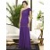 Floor-length A-line Natural Backless Purple Sleeveless Sash-Ruched-Ruffles One-Shoulder Chiffon Bridesmaid Dress