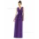 Empire V-neck Column-Sheath Purple Floor-length Zipper-Back Satin Sleeveless Bowknot-Ruched Bridesmaid Dress