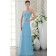 Chiffon Natural Strapless Ruffles Sleeveless Sweep Blue Sheath Zipper Bridesmaid Dress