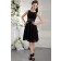 Short-length Black Natural Princess Beading/Ruffles/Draped Sleeveless Scoop Chiffon/Elastic-Silk-like-Satin Zipper Bridesmaid Dress