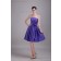 Satin Sleeveless Mini Grape Zipper Ruched/Flowers/Crystal/Draped Strapless A-line Natural Bridesmaid Dress