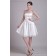 Sleeveless A-line Tulle/Satin Bow/Ruched/Draped Natural Ivory Zipper Strapless Mini Bridesmaid Dress