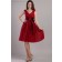 Red Mini A-line Bow/Draped Sleeveless V-neck Chiffon/Elastic-Silk-like-Satin Zipper Natural Bridesmaid Dress