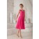 Pink Natural Sleeveless Ruched Silk-like Knee-Length Stain Square Zipper Chiffon/Elastic A-line Bridesmaid Dress