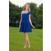 Blue Chiffon Zipper Mini A-line One-Shoulder Short-Sleeve Natural Draped Bridesmaid Dress