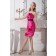 Knee-length Pink Strapless Natural Sheath Belt/Ruched/Flowers Sleeveless Elastic-Woven-Satin Zipper Bridesmaid Dress