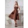 Sleeveless Chocolate Ruched Knee-length Natural Spaghetti-Straps/Sweetheart Satin/Organza Zipper A-line Bridesmaid Dress